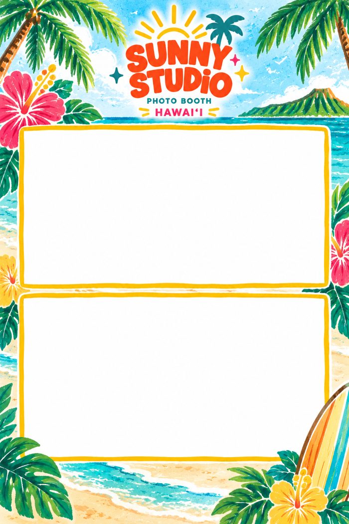Tropical beach party photo booth print template